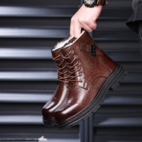Chaussures rétro tendance automne-hiver, plateforme, lacets, mocassins, bottes de neige, dessus en cuir de vache, maille respirante, confort TPU