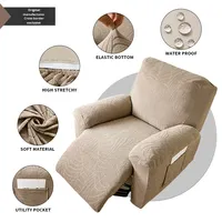 Funda Protectora para Sillón Reclinable BoQian, Diseño Moderno Acolchado con Patrón Geométrico de Hojas Grandes, Impermeable, de Poliéster Grueso