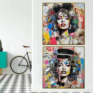 HD baskı afrika amerikan siyah kadın portre duvar sanatı tuval Poster boyama oda duvar dekoru Dropshipping için