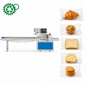 Machine d'emballage horizontale à commande servo <span class=keywords><strong>pour</strong></span> croissants, pâtisseries danoises, chocolats et snacks, type oreiller, <span class=keywords><strong>pour</strong></span> boulangerie - Product Image 1