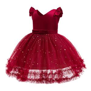 Robe de princesse en tulle rouge à paillettes pour filles, idéale pour les fêtes de Noël et le Nouvel An, vente en gros MS - Product Image 3