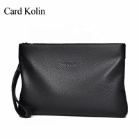 Tas Selempang Kulit Mewah Pria Desainer Berkualitas Tinggi, Dompet Clutch Model Amplop dengan Logo Kustom, Penutup Ritsleting, Dompet Panjang