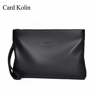 High Quality Designer Men's Luxury Leather Wristlet Bag Custom Logo Envelope Style Clutch <strong>Purse</strong> with Zipper Closure <strong>Long</strong> Wallet - Product Image 3