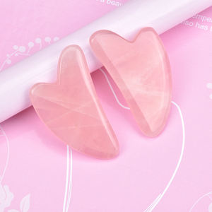 Rodillos Dobles de Jade Rosa Cuarzo Real Tradicional Chino, Portátiles, Frescos y Cómodos, para Masaje Gua Sha en Cabeza, Rostro y Cuerpo - Product Image 3