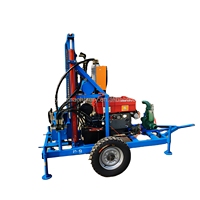 Foreuse hydraulique portable pour puits d'eau de 100 m, ensemble complet avec tubes de forage de 80 m et 50 m, machine de forage diesel pour l'irrigation