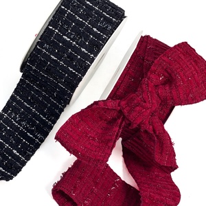 1 1/2 Inch Tùy Chỉnh Cắt Cạnh Faux Vải Len Jacquard Tweed Polyester Món Quà Giáng Sinh Ribbon Spool Thời Trang - Product Image 6