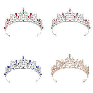 Corona di strass principessa principessa corona di cristallo viola all'ingrosso in metallo - Product Image 1