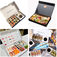 Boîte de papier en carton dur imprimé dessin animé écologique avec logo personnalisé pour sushi caja de sushi