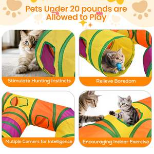 H-4-Way Opvouwbare Kattentunnels Voor Kittens Indoor Entertainment Grote Kattenspeelbuis Met Teaser Bal Speelgoed Interactief Kattenspeelgoed - Product Image 4