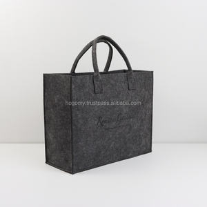 Bolsos Tote Casuales Rectangulares de Fieltro PET Unisex, Precio de Fábrica OEM, Color Gris Oscuro, Logotipo Personalizado con Láser, Cosidos a Máquina, Duraderos - Product Image 2