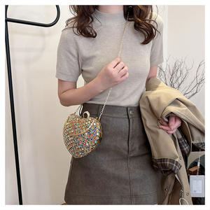 Bolso Bandolera de Hombro con Diamantes de Colores, Bolso Brillante de Cristal, Bolso de Mano con Forma de Corazón de Diseñador, Bolso de Fiesta con Pedrería - Product Image 4