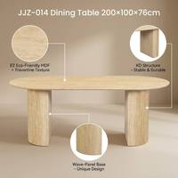 Table à manger rectangulaire en travertin nordique et panneaux de bois écologiques, 200 cm, MDF E0, pour projets modernes d'appartements et villas (vente en gros)
