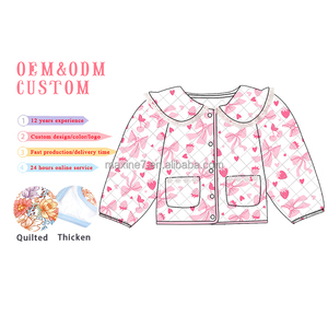 Giacca personalizzata per bambini con bottone trapuntato in cotone caldo, <span class=keywords><strong>cappotto</strong></span> <span class=keywords><strong>invernale</strong></span> per ragazze con stampa natalizia e motivi floreali - Product Image 4