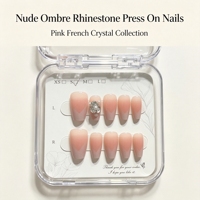 Faux ongles roses français de haute qualité en gros avec colle, forme carrée tendance pour le quotidien et les occasions spéciales