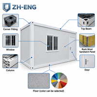 Maison conteneur préfabriquée de 20 pieds, démontable, en acier léger, modulaire, ignifuge, étanche et portable