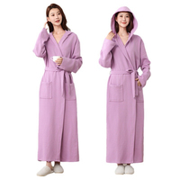 Peignoir de luxe élégant pour femme, 100 % coton, style long, design hôtelier, à capuche, séchage rapide, respirant