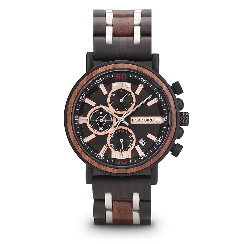 New Design 2021 luxury wood watch for men Private Label Custom mens watches with function time