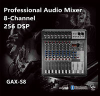 Console de mixage professionnelle S8 pour scène, 8 canaux, avec effet de réverbération DSP 256, BT pour karaoké, performance scénique professionnelle