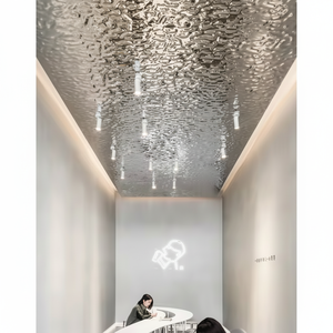 Plaque en acier inoxydable gravée effet vague d'eau HL miroir EX219 304J1 316L pour panneau décoratif mural intérieur en métal, pliage et découpe - Product Image 1