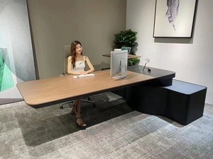JUOU 2023 <strong>Floating</strong> Executive <strong>Desk</strong> Modern L-Shaped High-Tech Boss CEO <strong>Desk</strong> <strong>with</strong> Solid Wood New Design - Product Image 3