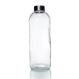 Free Sample 500Ml 16Oz Transparent Glass Bottle With Colorful Nylon Protection Sleeve