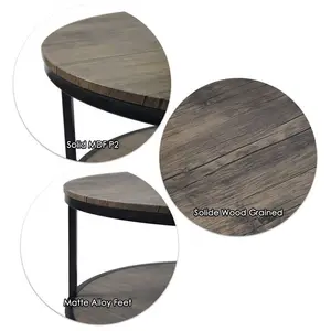 Tavolino da caffè rotondo in legno con struttura in ferro con Logo personalizzato con gambe in metallo