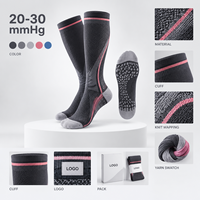 Chaussettes de compression graduées pour mollets 20-30 mmHg avec bordure colorée, spécifications OEM/ODM pour le soin des mollets