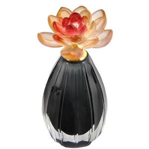 Crystal Coast Glass Flower Cap <b>Bottle</b> Perfume Container Easy Open End Black Body Amber Petal <b>Stopper</b> Home Fragrance Decorative - Product Image 1