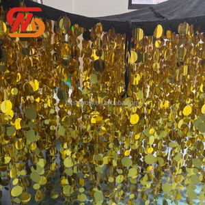SMOOTH Luxury <b>Wedding</b> <b>Ceiling</b> <b>Decoration</b> Shiny Gold Round Sequin Curtain Fabric <b>Ceiling</b> Drape Hanging Backdrop for Banquet - Product Image 3