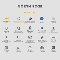 Montre de sport de luxe unisexe NORTH EDGE, résistante à l'eau 100M, montre-bracelet numérique LED, alarme, bracelet en silicone lumineux pour iOS Android