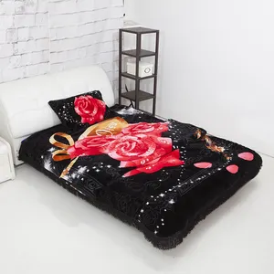 Dubai韩国风格3D印花羽绒毯冬季双层4pcs床上用品套装