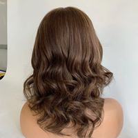 Listo para enviar Gorra de silicona Alopecia Pérdida de cabello Pelucas médicas Peluca con malla frontal superior de seda Cabello europeo Marrón oscuro Color resaltado