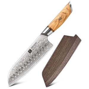 Cuchillo Santoku <span class=keywords><strong>XINZUO</strong></span> Ecológico de Acero de Damasco con Mango de Madera de Olivo, Cuchillo de Cocina Japonés Profesional - Product Image 2