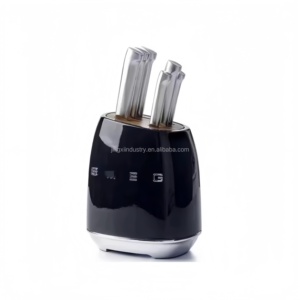 Ensemble de 6 couteaux en acier inoxydable avec manches ambidextres et lames à bord droit, support en bois pour une utilisation en cuisine - Product Image 6