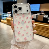Coque de téléphone tendance motif floral bleu clair, compatible avec Apple 17 Pro Max, iPhone 16 haut de gamme, iPhone 15 portable, iPhone 14