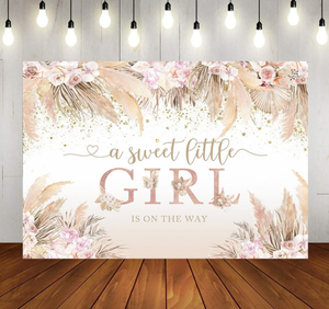 Boho Bonjour Bébé Toile de Fond Boho Chic Rose Fleurs Baby Shower Fond Vinyle Une Douce <span class=keywords><strong>Petite</strong></span> <span class=keywords><strong>Fille</strong></span> Est Sur Le Chemin Parti <span class=keywords><strong>Papier</strong></span> <span class=keywords><strong>Peint</strong></span> - Product Image 2