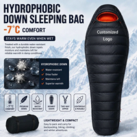 Sac de couchage en duvet hydrophobe, ultraléger, imperméable, pour le camping en plein air, sac de couchage de type momie, 800FP duvet de canard