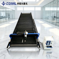 Équipement de découpe laser sur rail au sol CORAL 20000W, structure portique, grande zone de travail pour la fabrication industrielle lourde du métal
