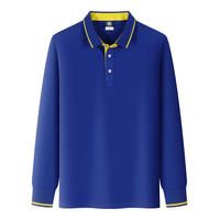 Polo Homme à Manches Longues Personnalisé avec Logo, Été, Coton 220g, Couleur Unie, Piqué Vierge, Broderie Polyester et Sergé, ODM