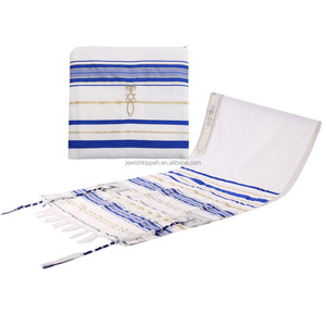 Tallit con Lunghi Cordoni <span class=keywords><strong>Tzitzit</strong></span> Ideale per le Preghiere Mattutine Scialle da Preghiera Tallit con <span class=keywords><strong>Tzitzit</strong></span> Kosher e Collare di Benedizione Atarah - Product Image 3