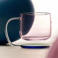 Mug à café, thé ou eau en verre borosilicate de couleur personnalisée, avec poignée, résistant à la chaleur, design flottant, passe au micro-ondes et au lave-vaisselle, réutilisable