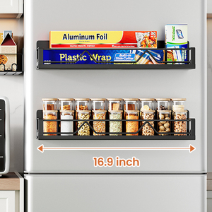 2026 New Trend Kitchen <strong>Spice</strong> <strong>Rack</strong> 16.9 Inch Wide <strong>Large</strong> Capacity 4 Pack Metal Fridge Shelf Magnetic <strong>Spice</strong> <strong>Rack</strong> for Refrigerator - Product Image 3