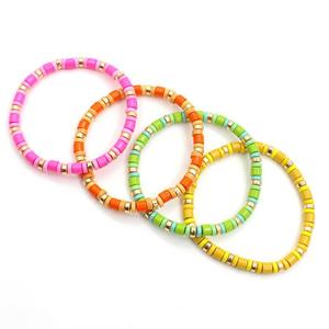 Popular <strong>Beaded</strong> Neon <strong>Bracelet</strong> for Women Rainbow Tile <strong>Bracelet</strong> DIY Enamel Tube Stretch <strong>Bracelet</strong> - Product Image 5