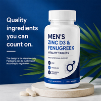 Comprimés d'extrait de zinc D3 et de fenugrec pour hommes, pour une routine de bien-être quotidienne, complément à base d'extraits végétaux