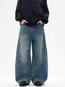 جينز فضفاض للرجال بتصميم كلاسيكي قديم، جينز هيب هوب للرجال بأسلوب الشارع القديم، جينز واسع الساق للرجال - Product Image 2