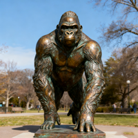 Sculpture de gorille en bronze géant, statue d'animal de taille réelle pour zoo, parc et décoration artistique commerciale