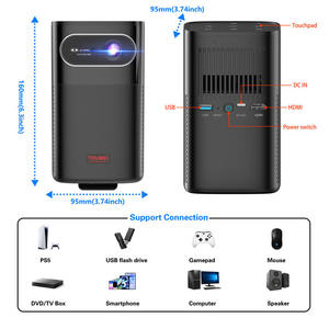 Projecteur rechargeable Toumei M1 1080P DLP, batterie 15000mAh, prise en charge 3D, haut-parleurs 2x10W, commande tactile, cinéma sans fil en extérieur - Product Image 6