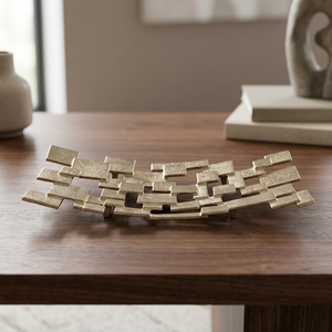 Plateau décoratif en métal géométrique moderne, conçu pour les maisons du monde entier, motif abstrait, pièce unique, design artistique artisanal - Product Image 3