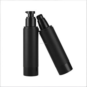 Flacone Airless in PET Nero Opaco da 15ml con Logo Personalizzato, Cilindrico, Riutilizzabile, Serigrafato, per Lozioni, Sieri, Prodotti per la Cura della Pelle, con Pompa per Shampoo - Product Image 2