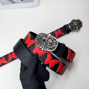 <span class=keywords><strong>Cintura</strong></span> Vintage in Lega con Patch in Pelle e Farfalla <span class=keywords><strong>Rossa</strong></span>, Unisex, 3.7cm X 108cm, Stile Roller Funk Lip Cross America Celebrity - Product Image 4